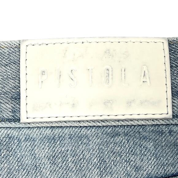 Pistola Loretta Wide-Leg Ankle Jeans Sz 26" Distressed Light Denim Raw Chew Hem - Picture 7 of 12